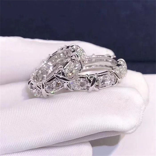 Custom Moissanite Diamond XoXo Couple Rings Set