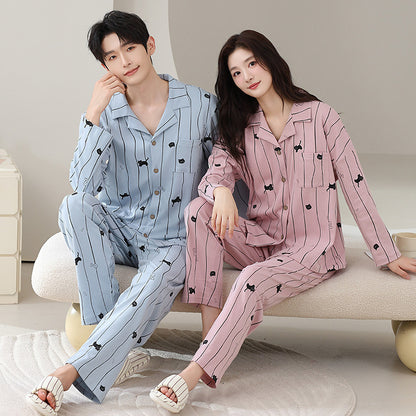 Matching Couple Pajamas Set – Cat Print, Soft & Breathable