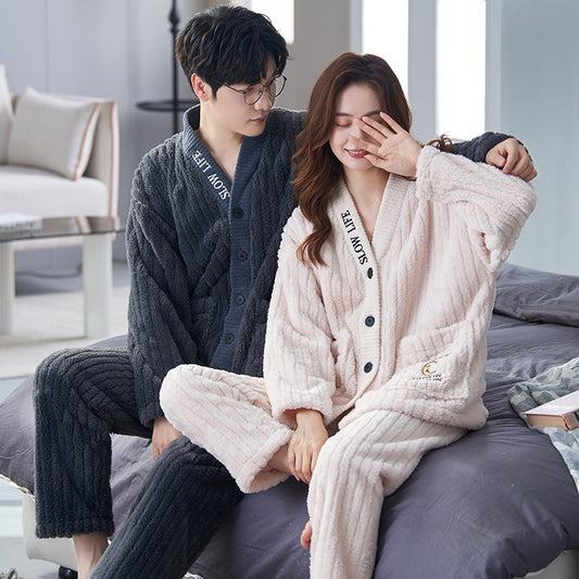 Winter Flannel Matching Pajamas Set for Couples