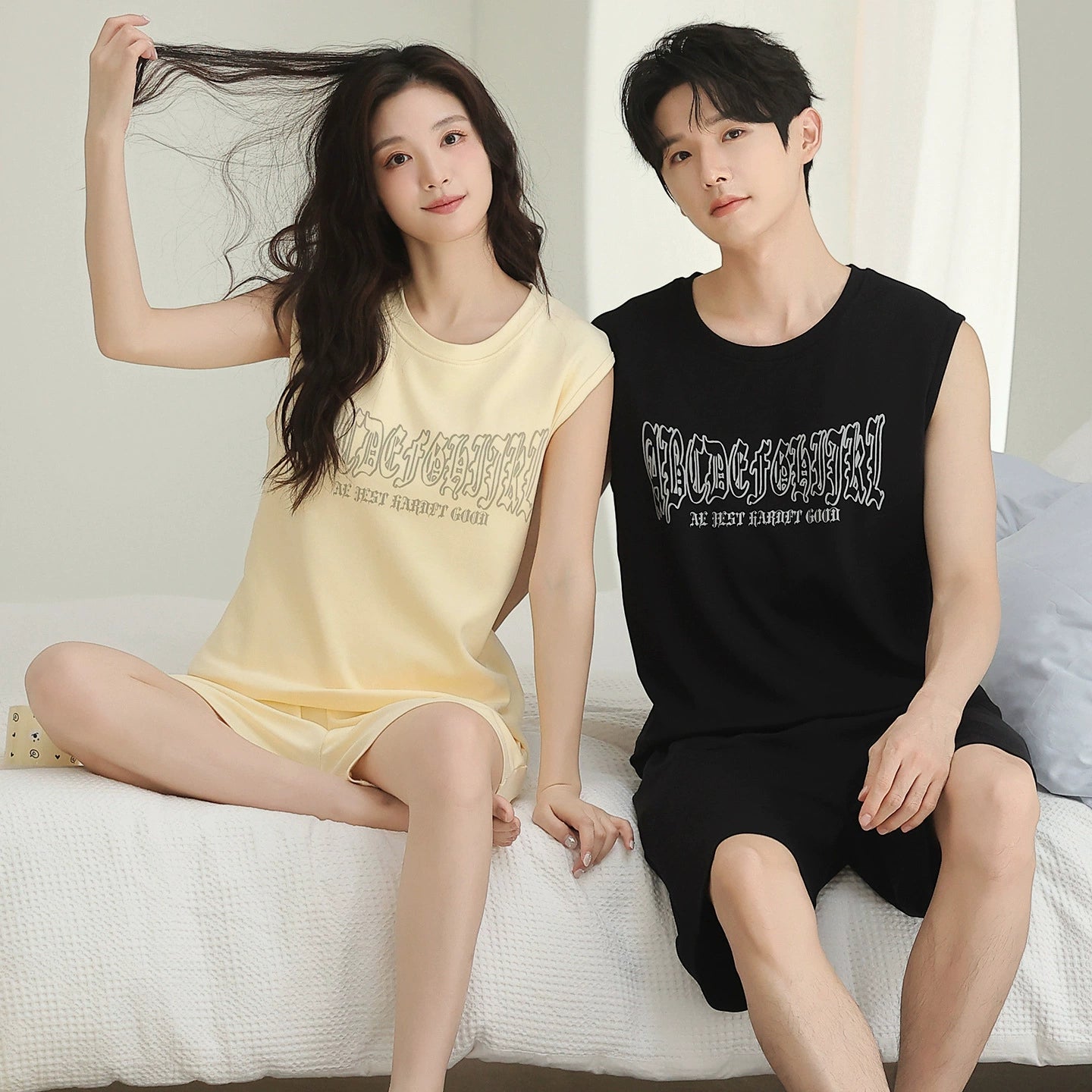 Sporty Graphic Sleeveless Couple Lounge Set