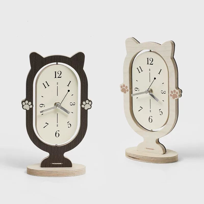 360° Rotating Silent Cat Table Clock
