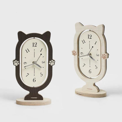 360° Rotating Silent Cat Table Clock