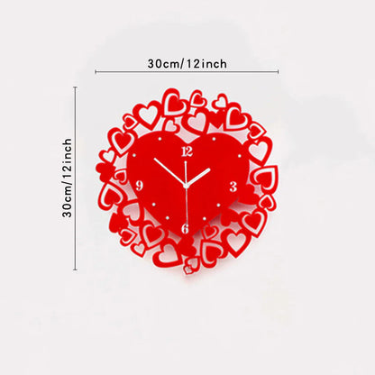 Hearts Acrylic Wall Decorative Silent Clock – Romantic Boho Chic Design