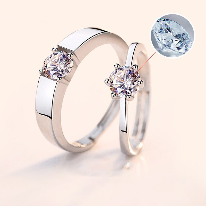 Matching Solitaire Rings Set for Two - 18K Gold Plated Sterling Silver