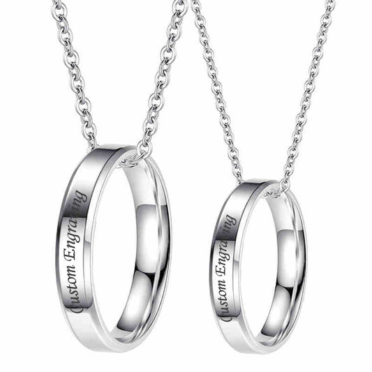 Engravable Ring Pendants Set for Couples