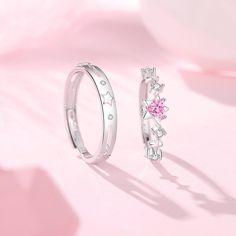 Engraved Matching Stars Wedding Rings Set for Couples - Gullei