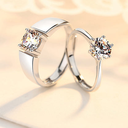 2 Carats Cubic Zirconia Couple Rings Set for 2
