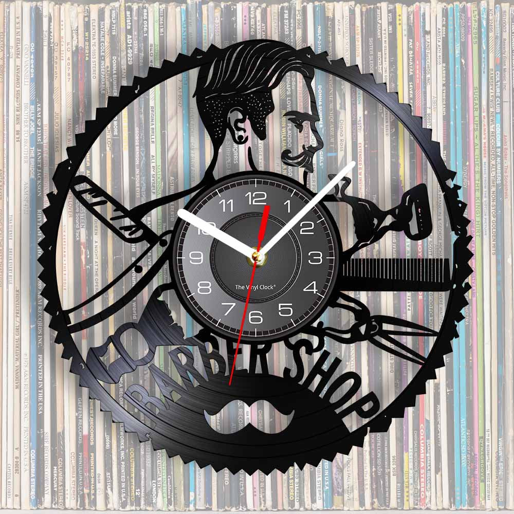 Vinyl Wall Deco Clock Gift for Barber