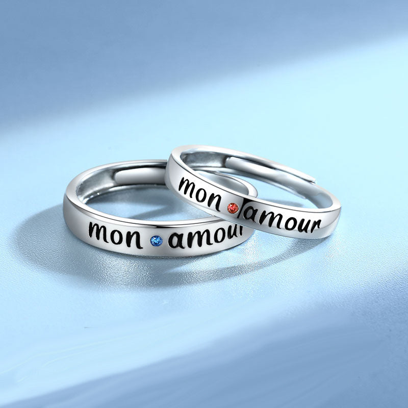 Personalized Mon Amour Promise Rings for Couples