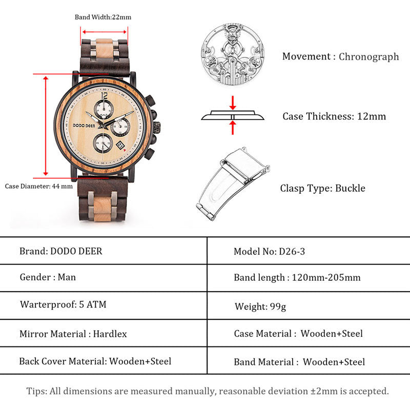 Matching Sandalwood Couple Chronograph Watch Set