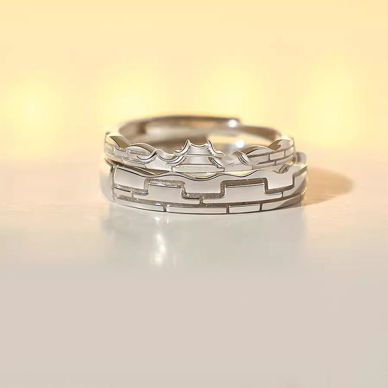 Engravable Great Wall Love Rings Set for Couples