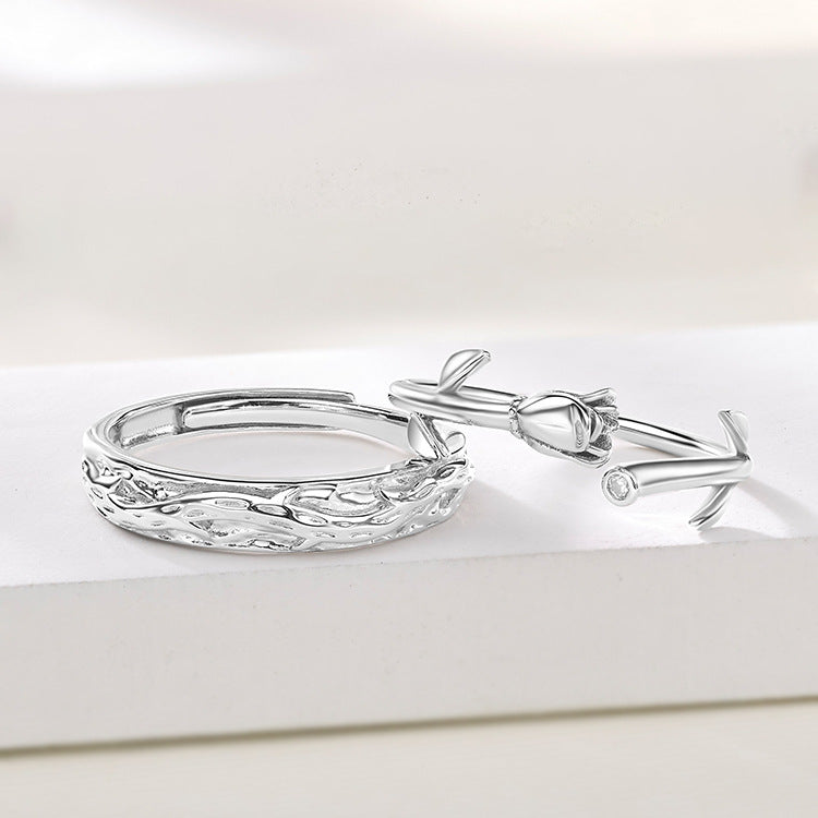 Matching His Hers Proposal Rings Set Silver Adjustable Size