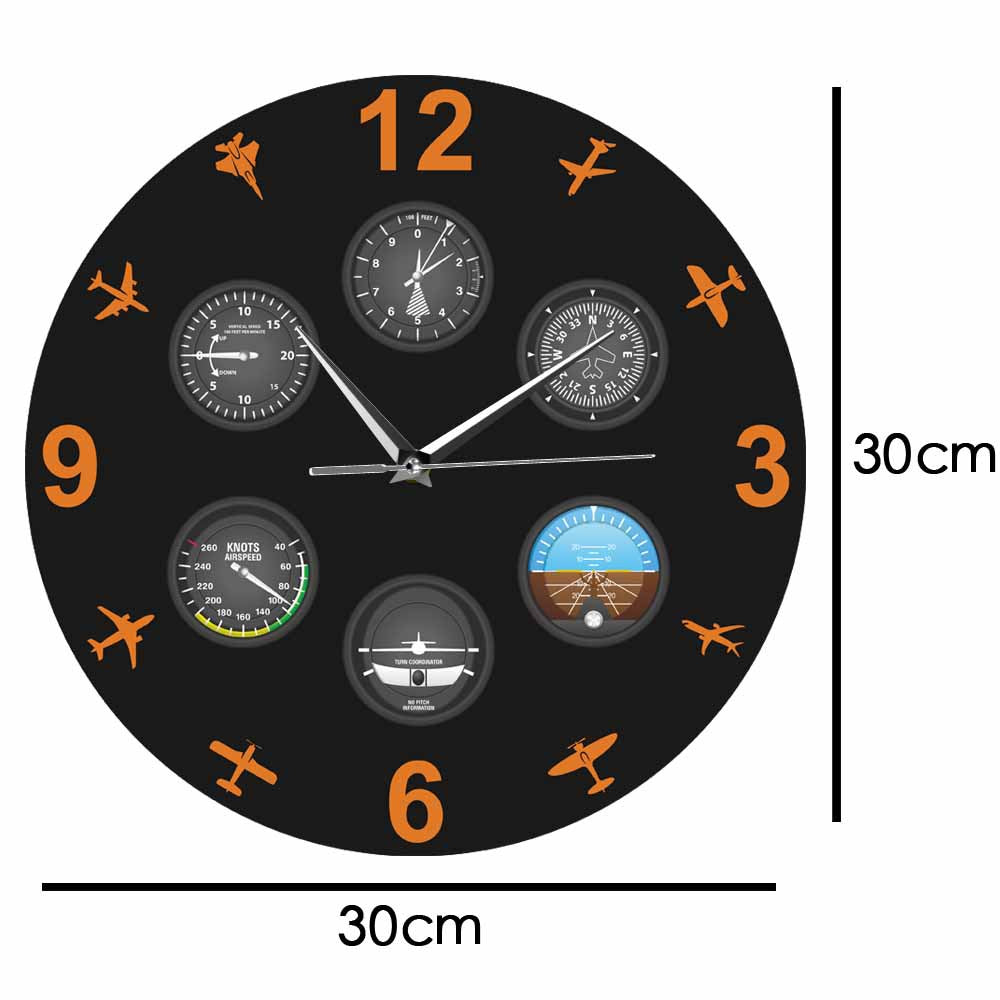 Wall Deco Silent Clock Gift for Pilot