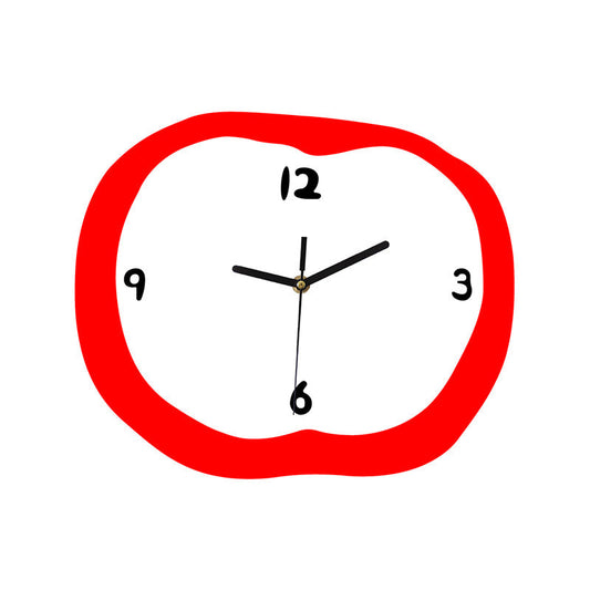 Odd Apple Shaped Silent Wall Décor Clock – Playful & Whimsical Design