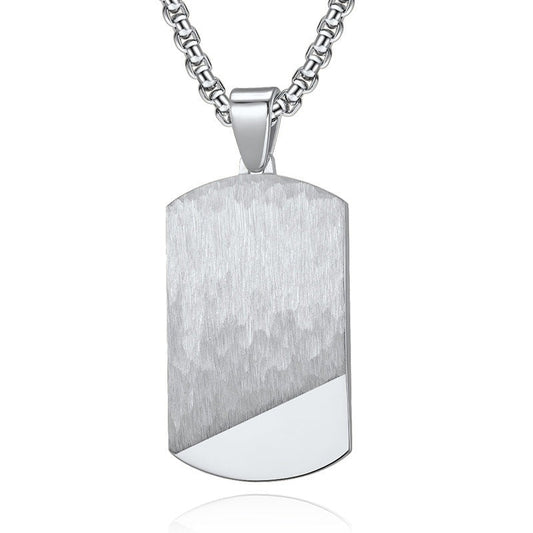 Engraved thick Chain Army Pendant Mens Necklace