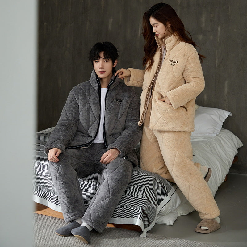 Ultra Warm Poyester Winter Pajamas Set for Couples