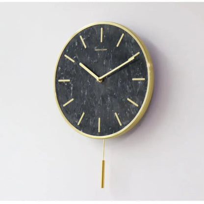 Natural Marble Pendulum Silent Wall Clock (14")