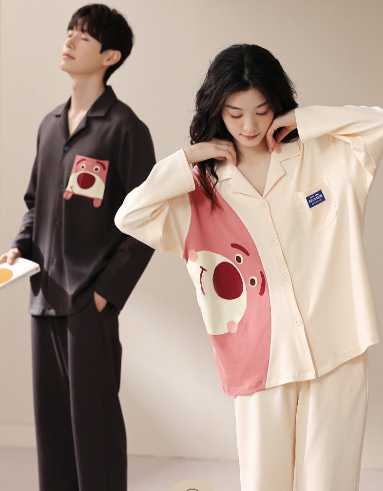 Breathable Cotton Matching Couples PJs Set