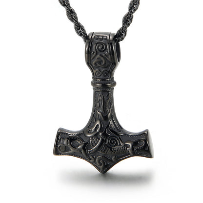 Custom Engravable Hammer Celtic Necklace for Men
