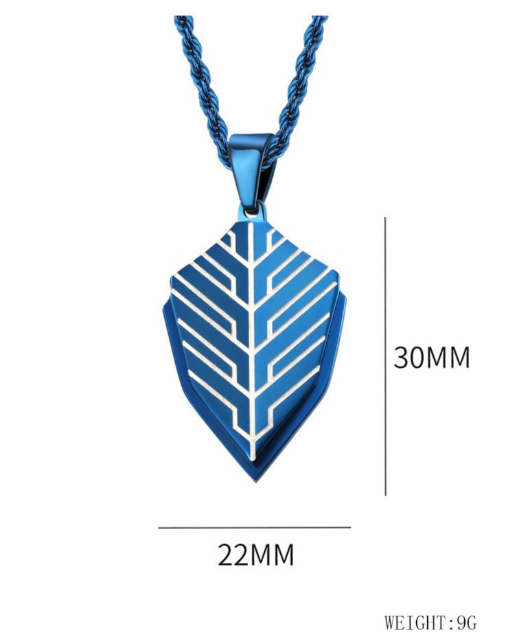 Engraved Shield Pendant Mens Army Necklace