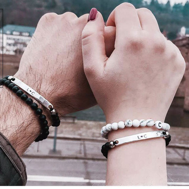 Matching Engraved Couple Promise Bracelets Set