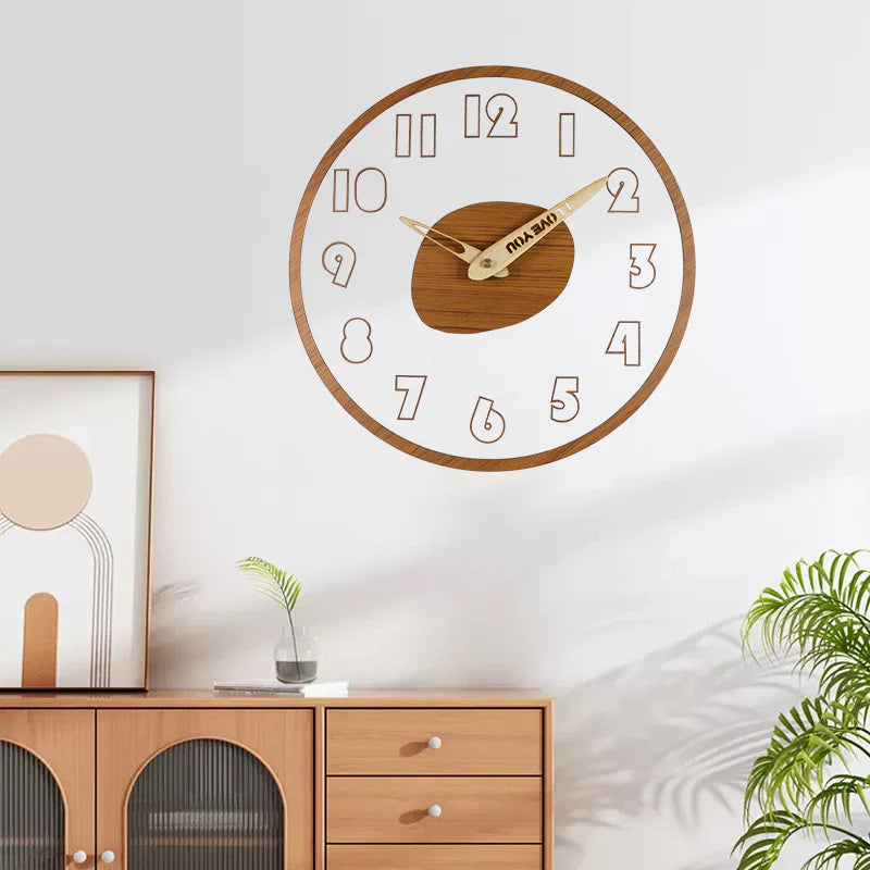 Modern Solid Wood Silent Wall Clock — 12" Acrylic + Wood