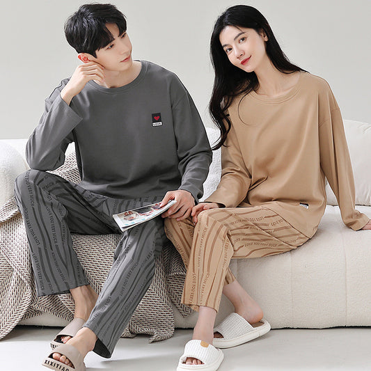 His and Hers Long Sleeve Cotton PJs Set