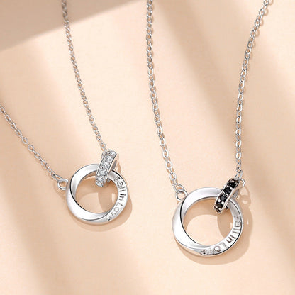 Personalized Double Rings Couple Necklaces Set