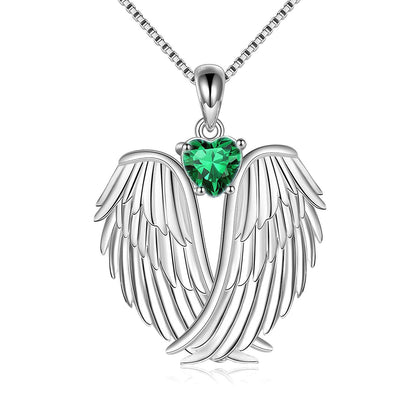 Custom birthstone Angel Wings Necklace