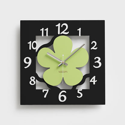 Square Flower Analog Silent Wall Clock