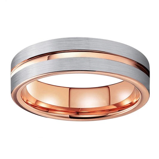 Custom Brushed Beveled Mens Ring 6mm