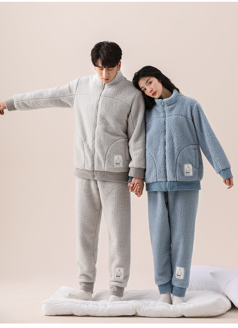 Thick Flannel Matching Pajamas Loungewear Set