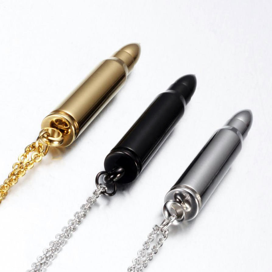 China Factory Jewelry Personalized Bullet Necklace Punk Style Skull Pendant  Men´s Titanium Steel Necklace as shown in the picture in bulk online  - PandaWhole.com