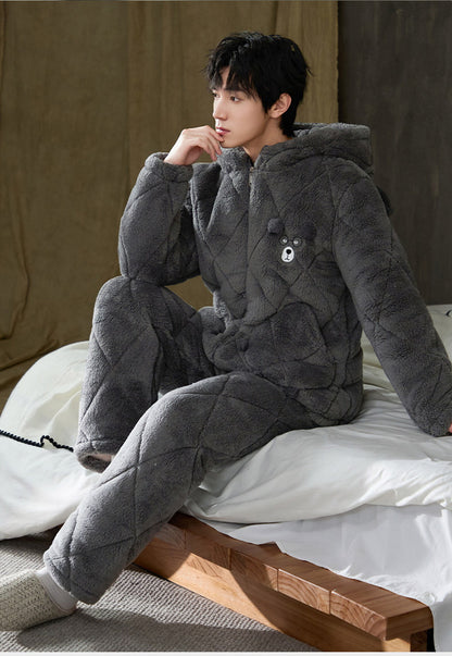 Thickened Poyester Winter Pajamas Set for Couples