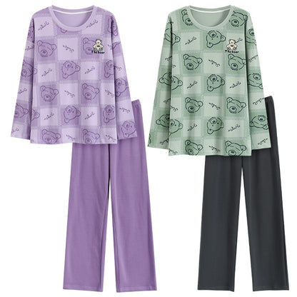 Premium Cotton 4-Piece Matching Bear PJs Set