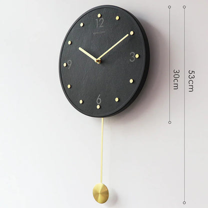Natural Marble Pendulum Silent Wall Clock (12")