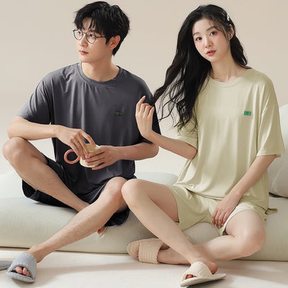 Gullei™ Couples Pajamas Set Short Sleeve Modal - Comfortable Summer Sleepwear for Him & Her
