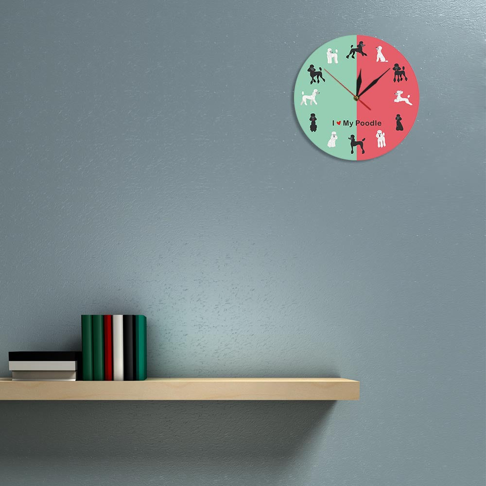 Wall Deco Silent Clock Gift for Poodle Lovers