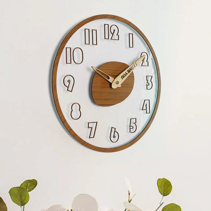Modern Solid Wood Silent Wall Clock — 12" Acrylic + Wood