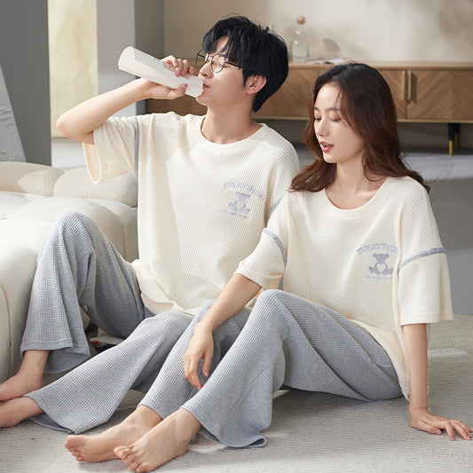 Matching Short Sleeve Pajamas Set for Couples