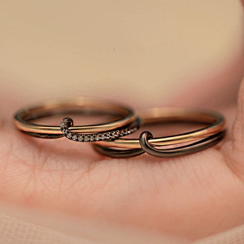 Love Knot Couple Wedding Rings Set for Two