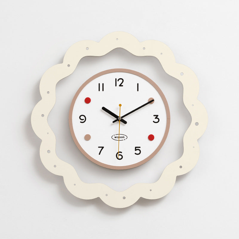 Flower Shaped Modern Decorative Wall Clock Cream