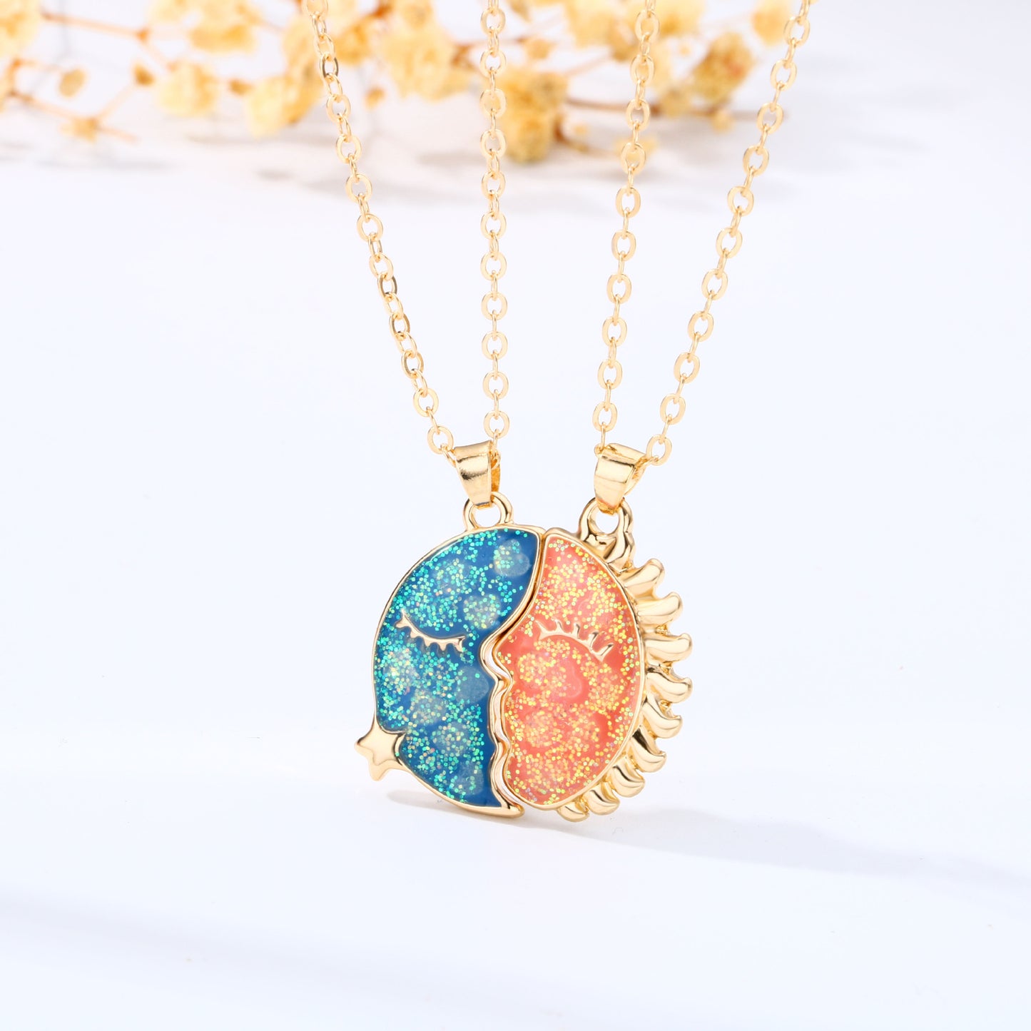 Sun and Moon Night Glow Friendship Necklaces Gift