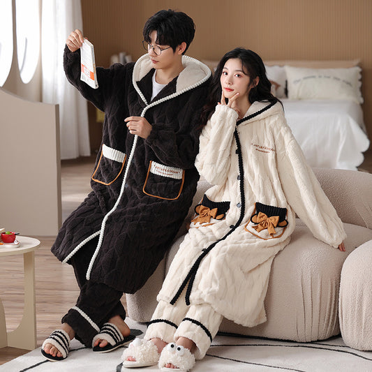 Winter Long Pajamas for Couples - 100% Coral Flannel