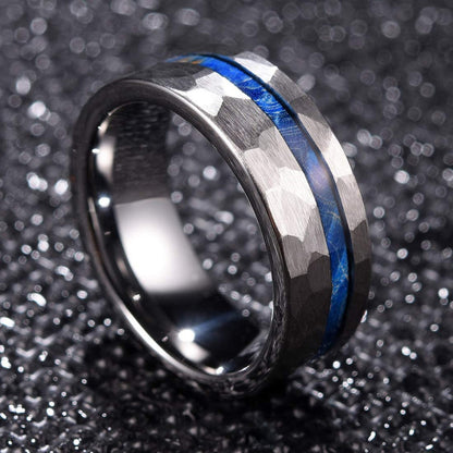Comfort Fit Mens Hammered Ring with Custom Engraving