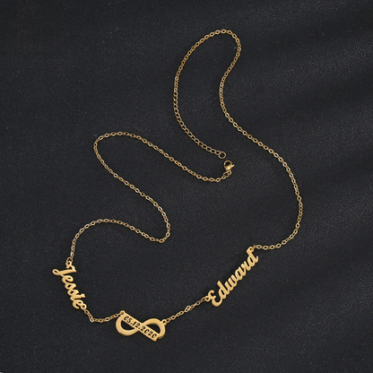 Infinity Sign Couples Name Necklace