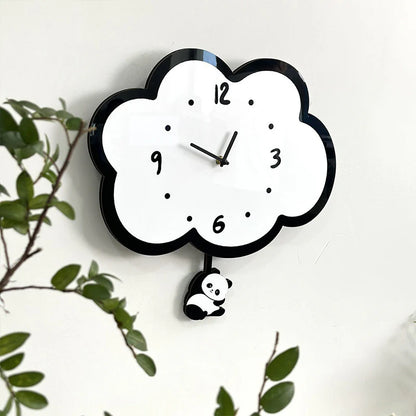 Cute Panda Pendulum Silent Clock — Kids’ Bedroom Wall Clock (30×30 cm)