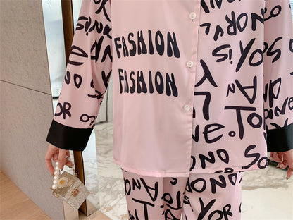 Chic Graphic Print Pajama Set for Women - Gullei
