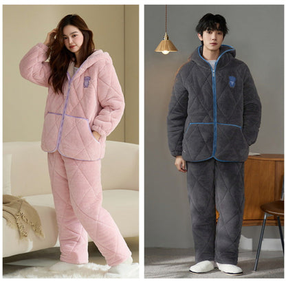 Thickened Poyester Winter Pajamas Set for Couples