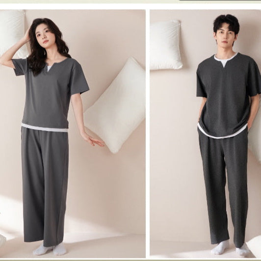 Minimalist Couple PJs - Matching Cotton Long Sleeve Set